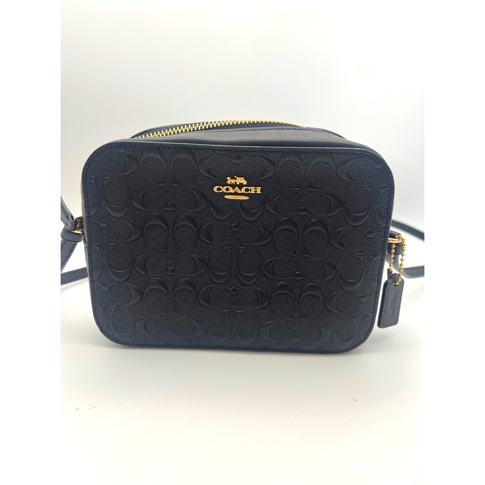 COACH Mini Jamie Camera Bag OS Black EUC Signature Embossed Leather C9926